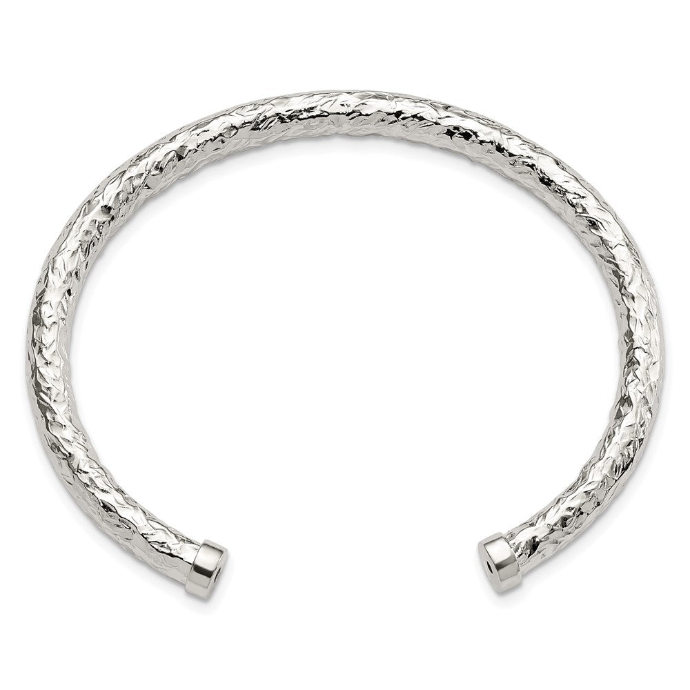 Sterling Silver Polished 5mm Textured Cuff Bangle
