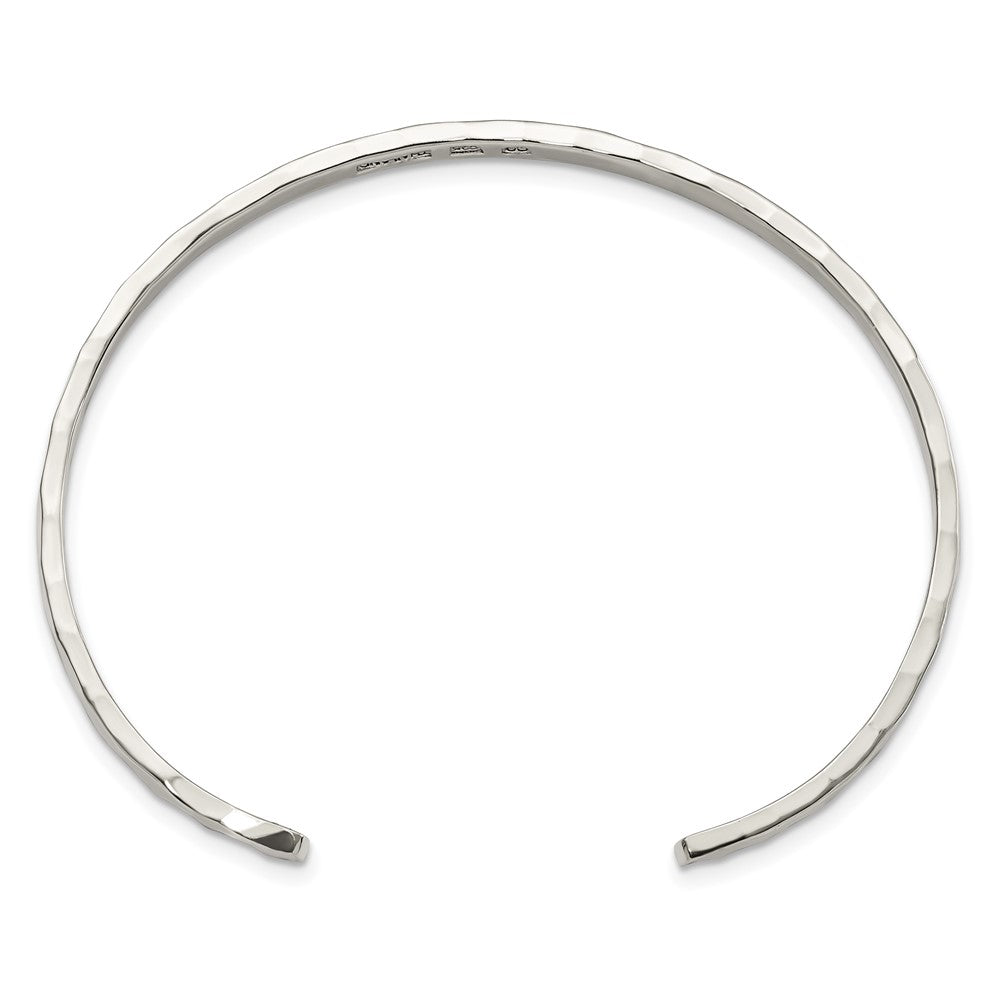 Sterling Silver Polished 3.50mm Hammered Cuff Bangle