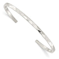 Sterling Silver Polished 3.50mm Hammered Cuff Bangle