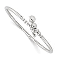 Sterling Silver Rhodium-plated Polished Beaded Flexible Bangle