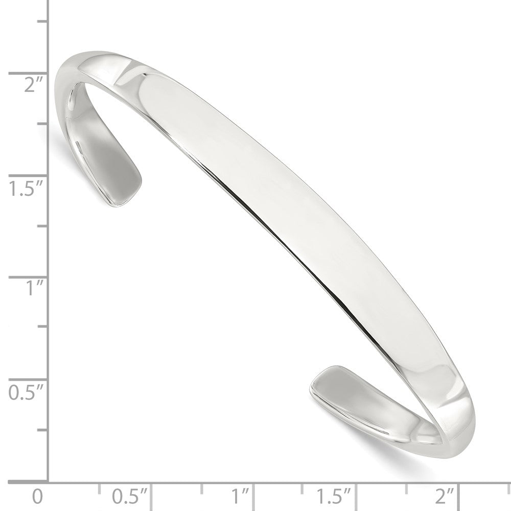 Sterling Silver Polished 7.30mm Step Flat Cuff Bangle