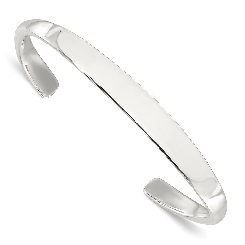 Sterling Silver Polished 7.30mm Step Flat Cuff Bangle
