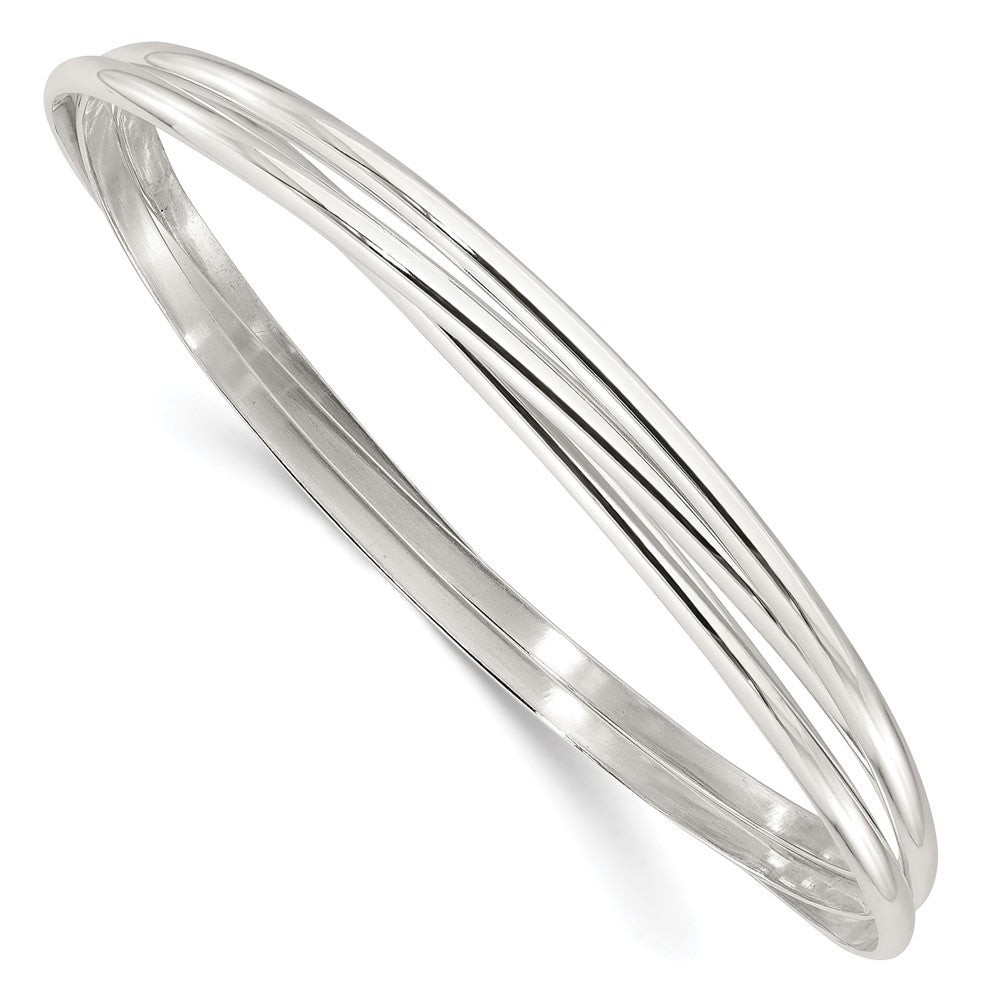 Sterling Silver Polished Triple Intertwined Slip On Bangle