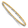 Sterling Silver Rhodium-pltd Gold-pltd Diamond-cut Set of 2 Bangles