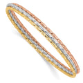 Sterling Silver RH-pltd Gold/Rose Gold-pltd Diamond-cut Set of 3 Bangles