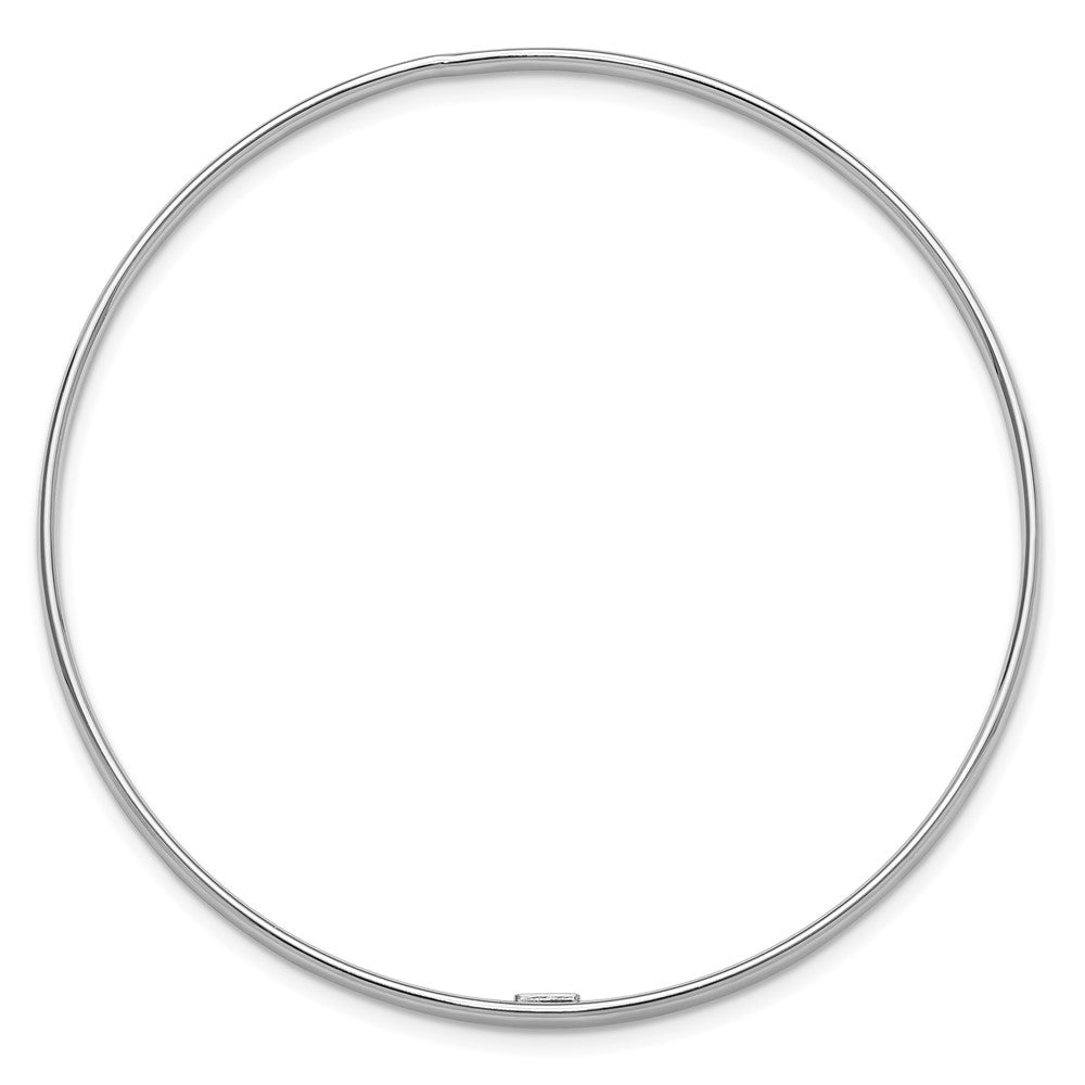 Sterling Silver Rhodium-plated Polished 2.40mm Slip on Bangle