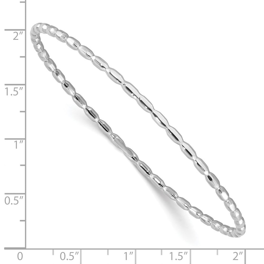 Sterling Silver Rhodium-plated Polished 2.30mm Slip-on Bangle