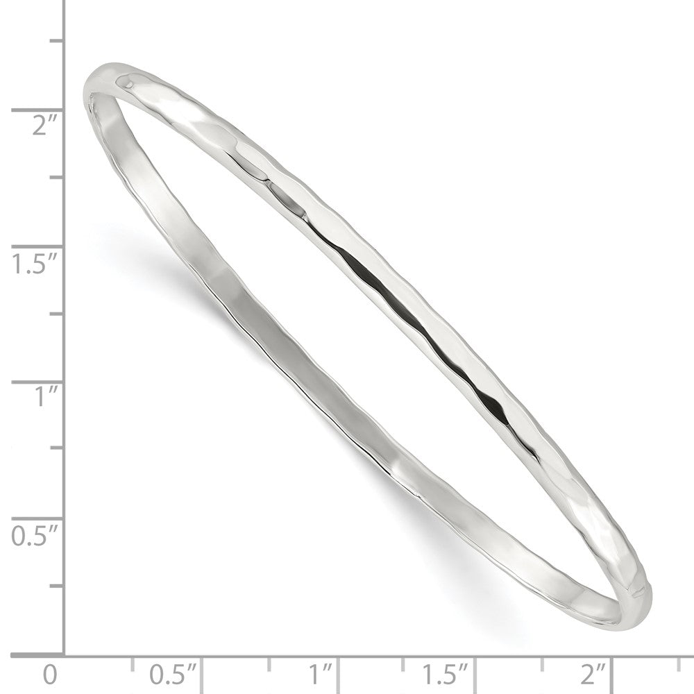 Sterling Silver Polished Faceted 3.5mm Slip-on Bangle Bracelet