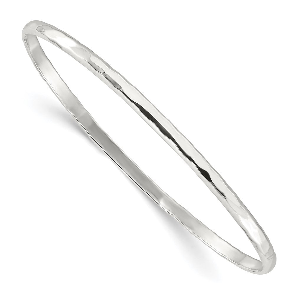 Sterling Silver Polished Faceted 3.5mm Slip-on Bangle Bracelet