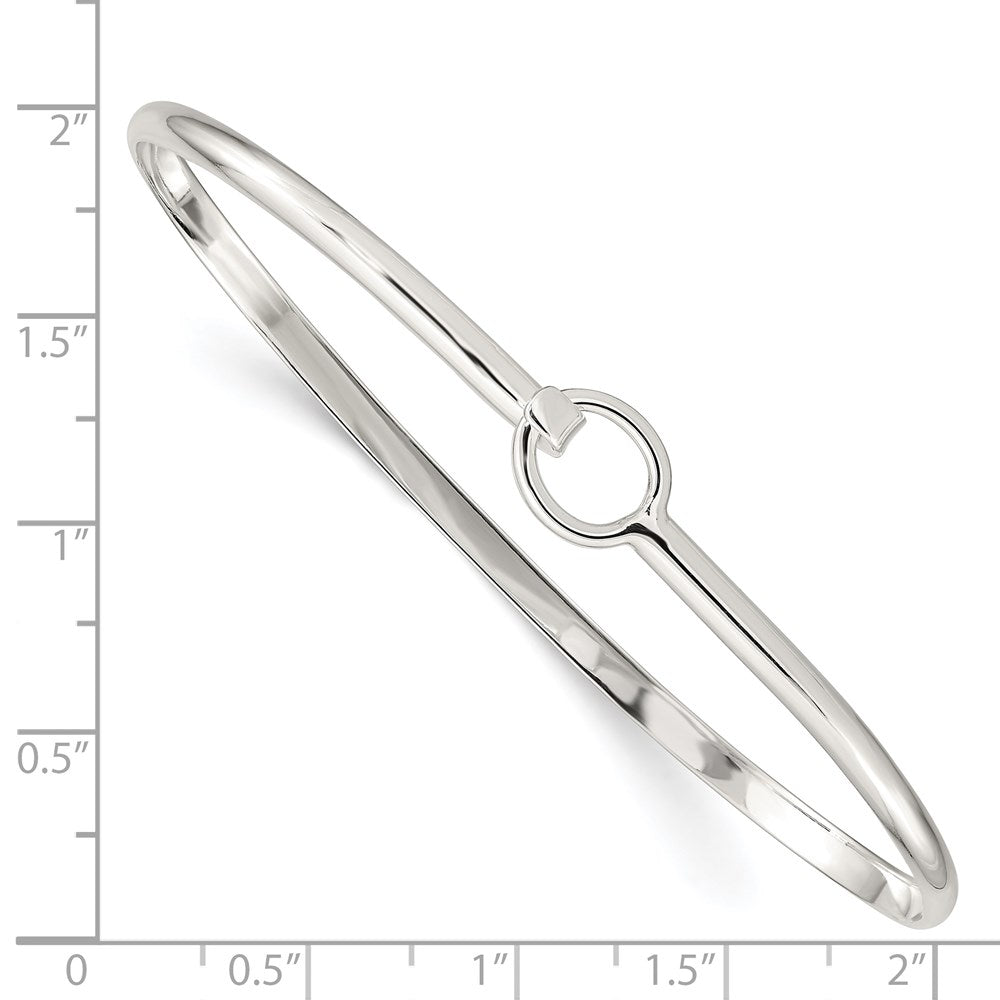 Sterling Silver Oval with Hook Closure Bangle Bracelet