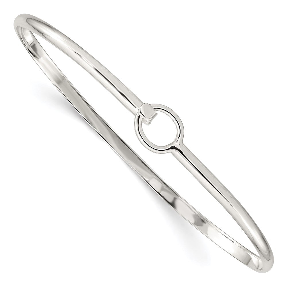 Sterling Silver Oval with Hook Closure Bangle Bracelet