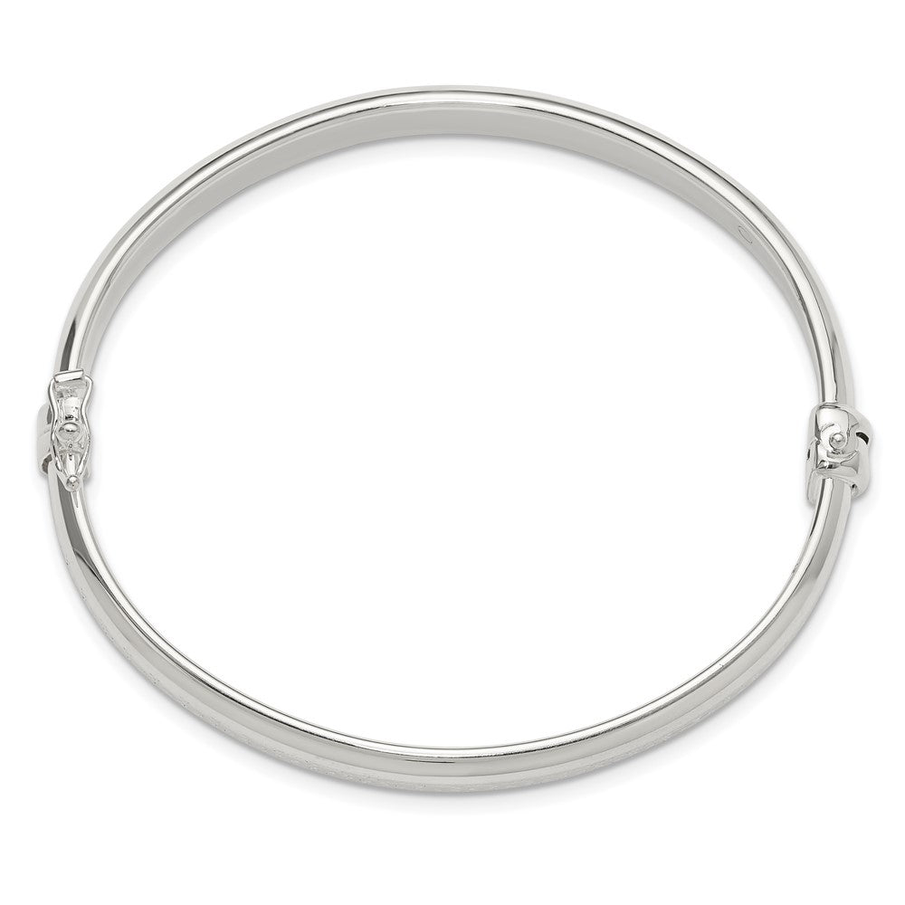 Sterling Silver Polished Textured 5.75mm Hinged Bangle Bracelet