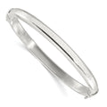 Sterling Silver Polished Textured 5.75mm Hinged Bangle Bracelet