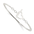 Sterling Silver Polished Heart Toggle Clasp Bangle Bracelet