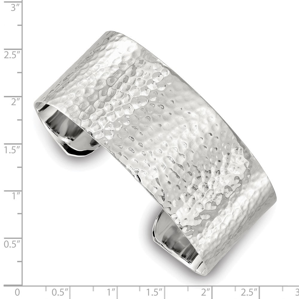 Sterling Silver 25mm Flat Hammered Cuff Bangle