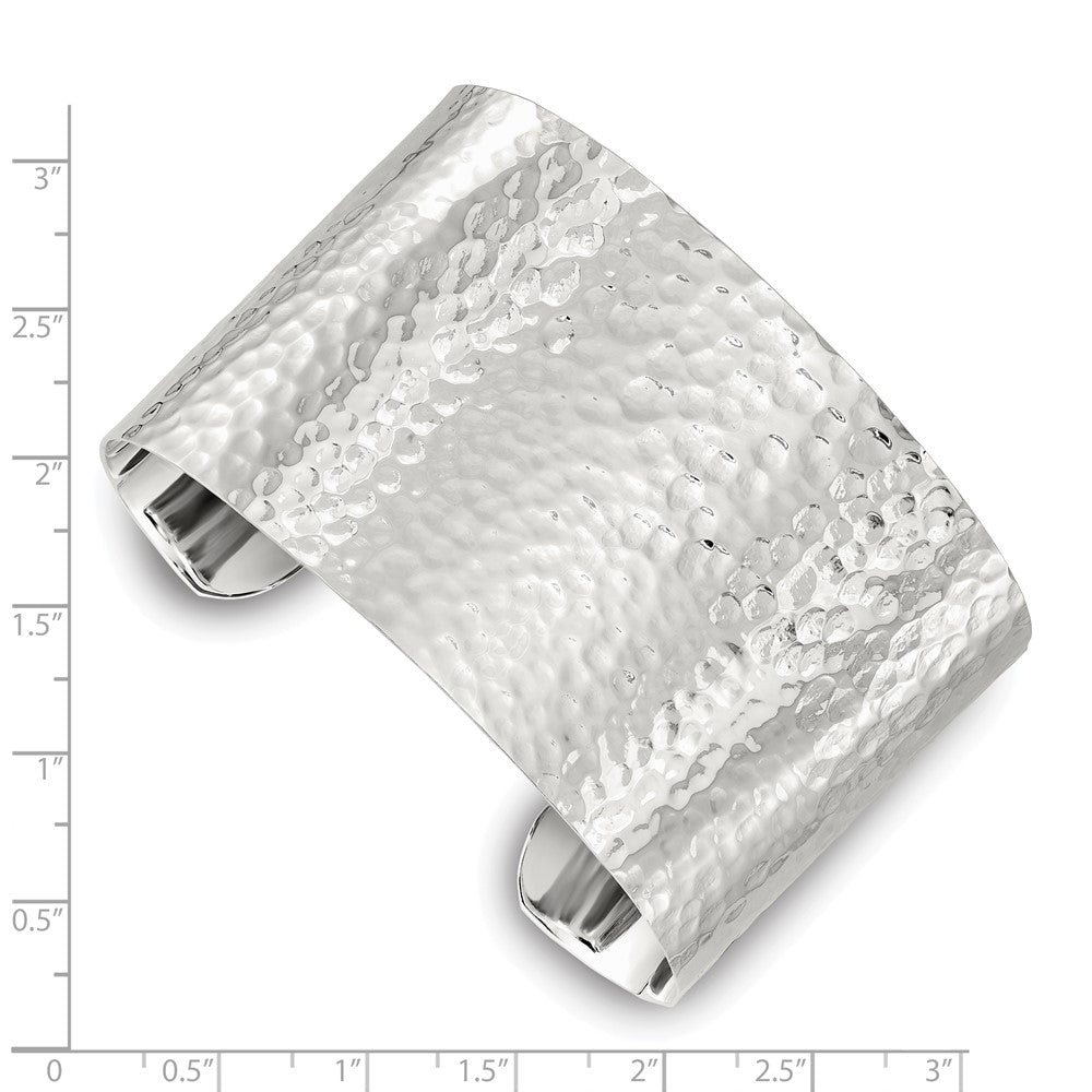 Sterling Silver 40mm Flat Hammered Cuff Bangle