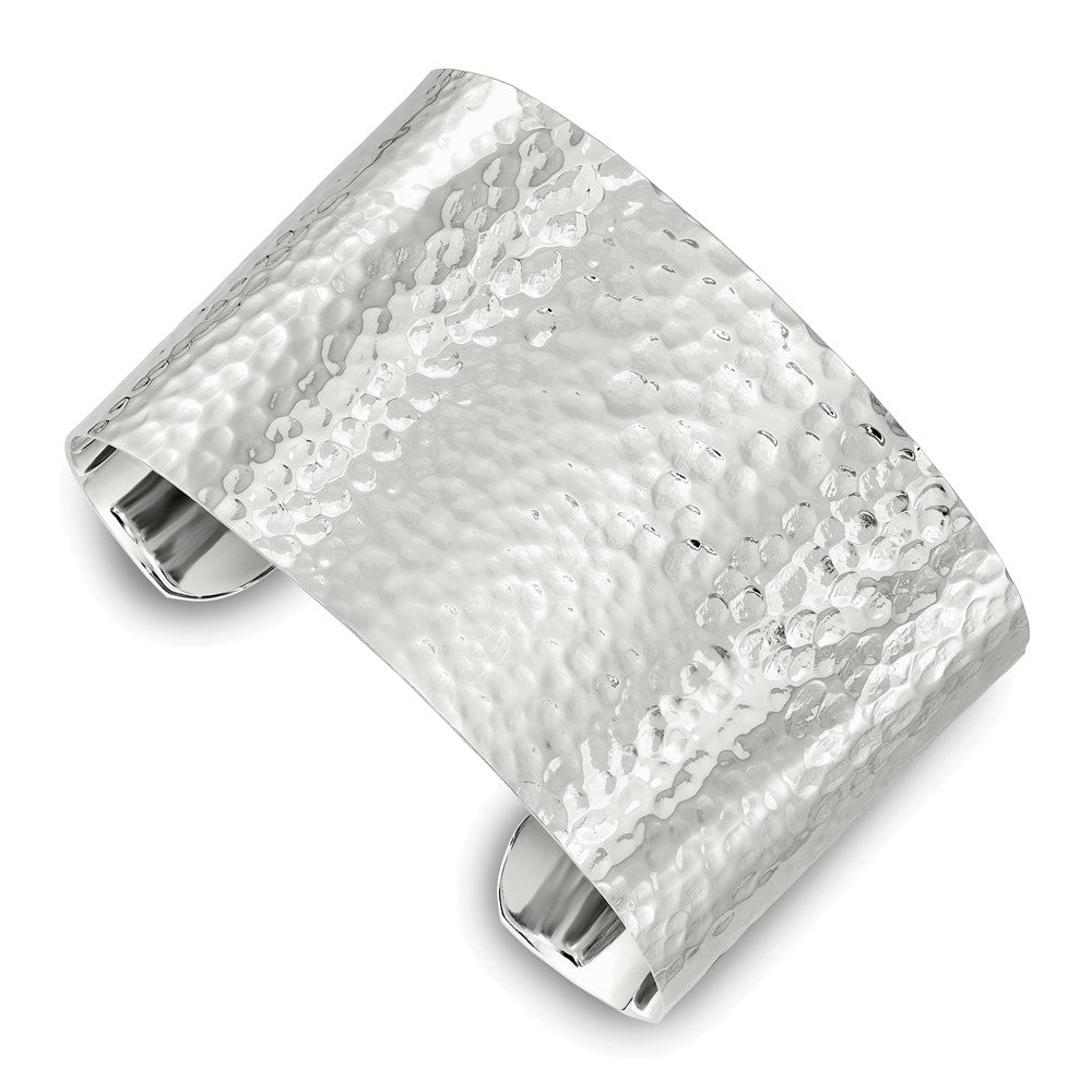 Sterling Silver 40mm Flat Hammered Cuff Bangle