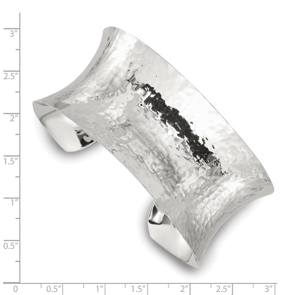 Sterling Silver 30mm Concave Hammered Cuff Bangle