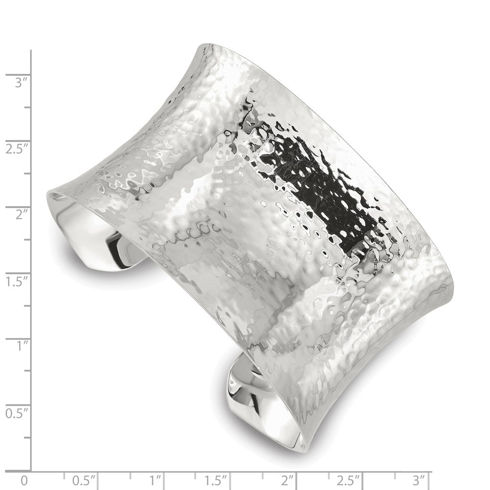 Sterling Silver 40mm Concave Hammered Cuff Bangle