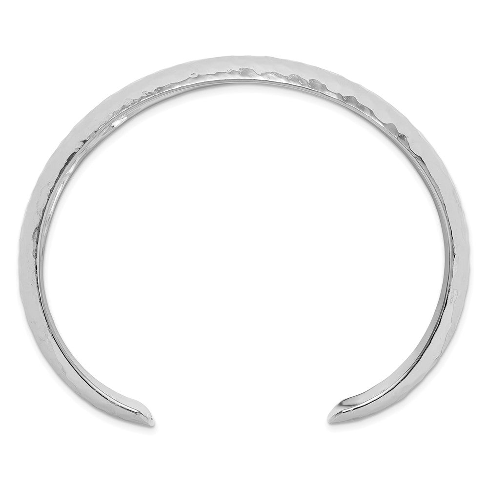 Sterling Silver 15mm Domed Hammered Cuff Bangle