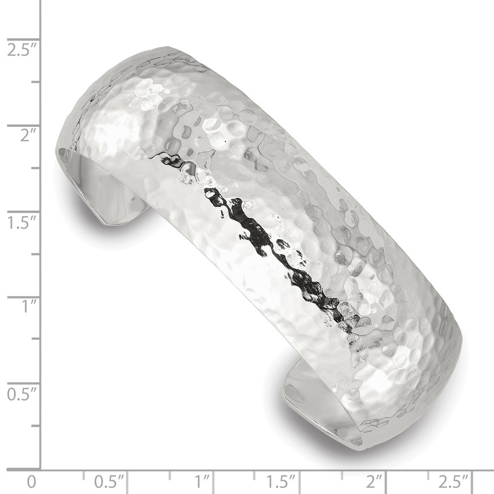 Sterling Silver 20mm Domed Hammered Cuff Bangle