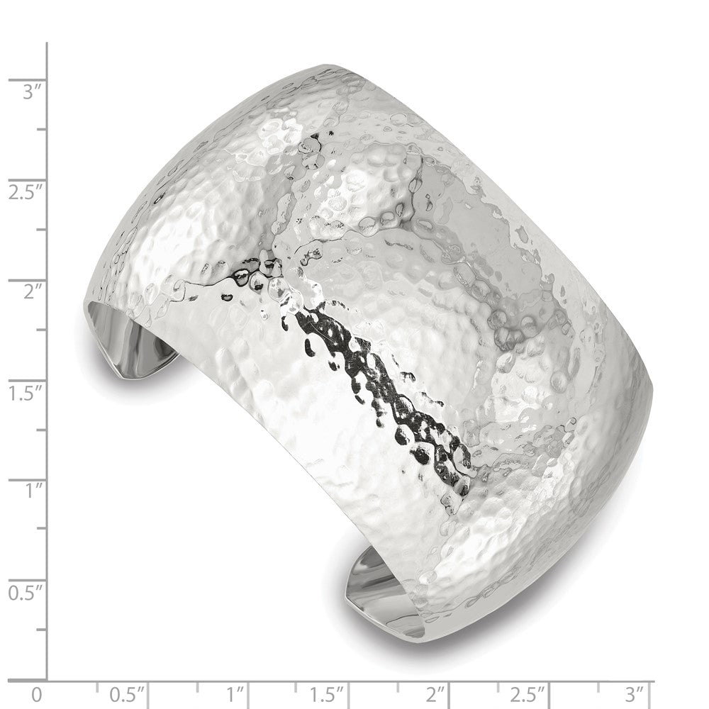 Sterling Silver 40mm Domed Hammered Cuff Bangle