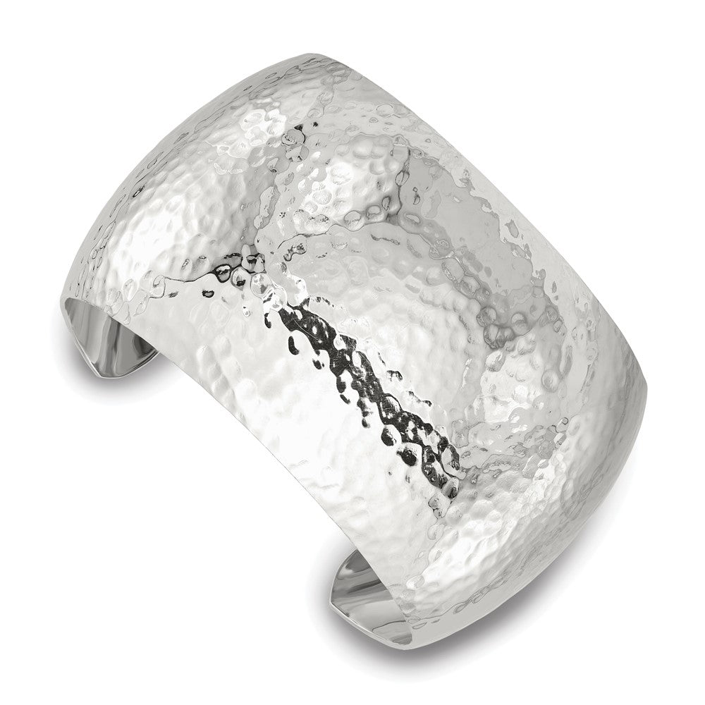 Sterling Silver 40mm Domed Hammered Cuff Bangle