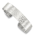 Sterling Silver 15mm Flat Hammered Cuff Bangle