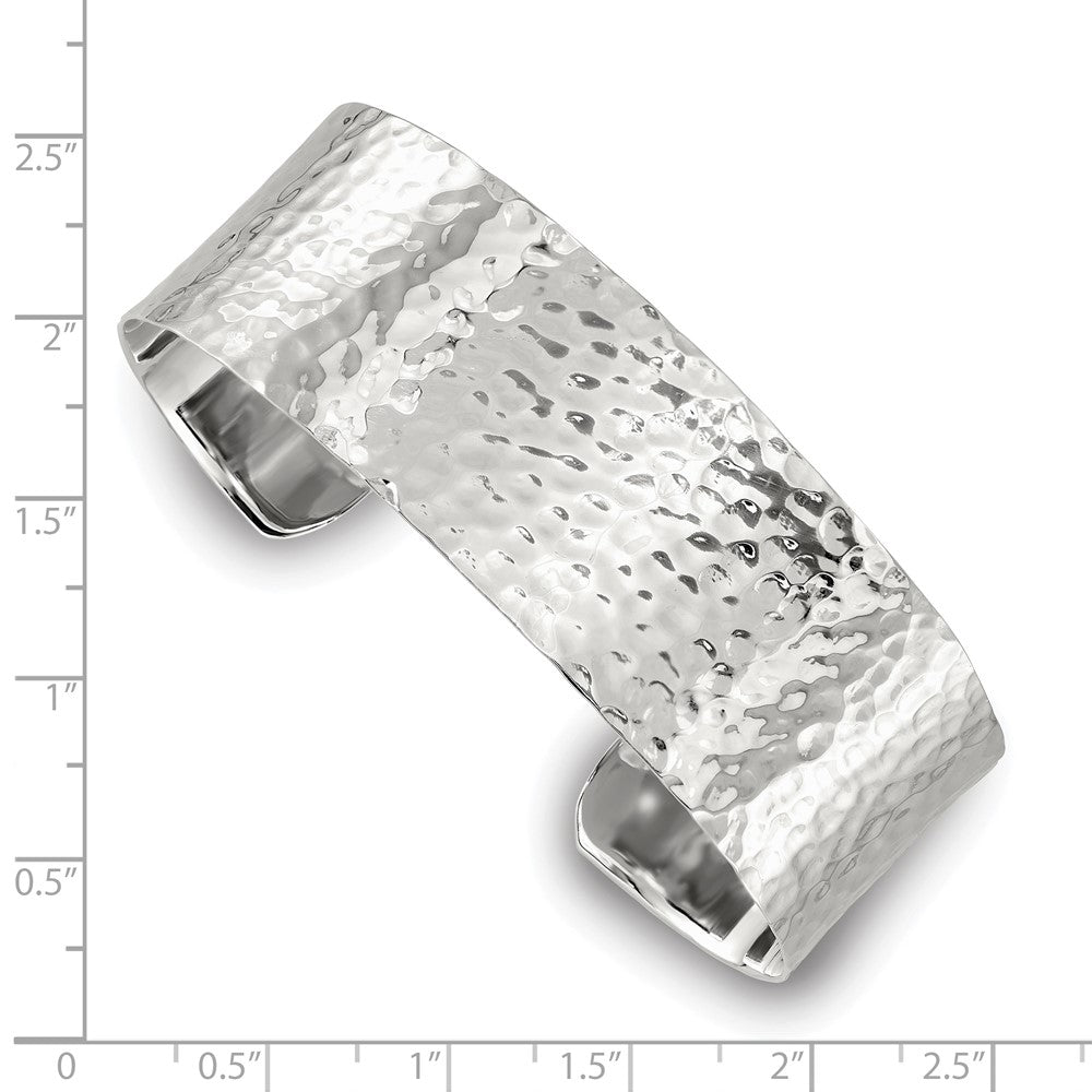 Sterling Silver 20mm Flat Hammered Cuff Bangle