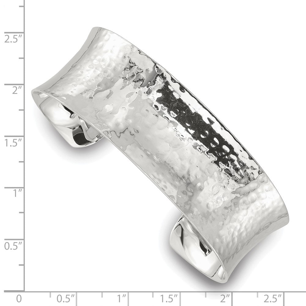 Sterling Silver 20mm Concave Hammered Cuff Bangle