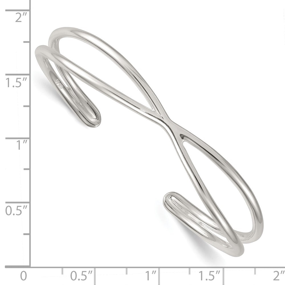 Sterling Silver Polished X Cuff Bangle
