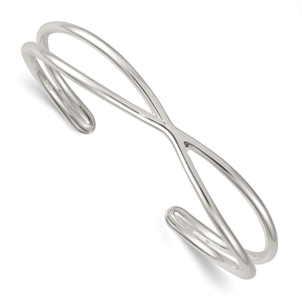 Sterling Silver Polished X Cuff Bangle