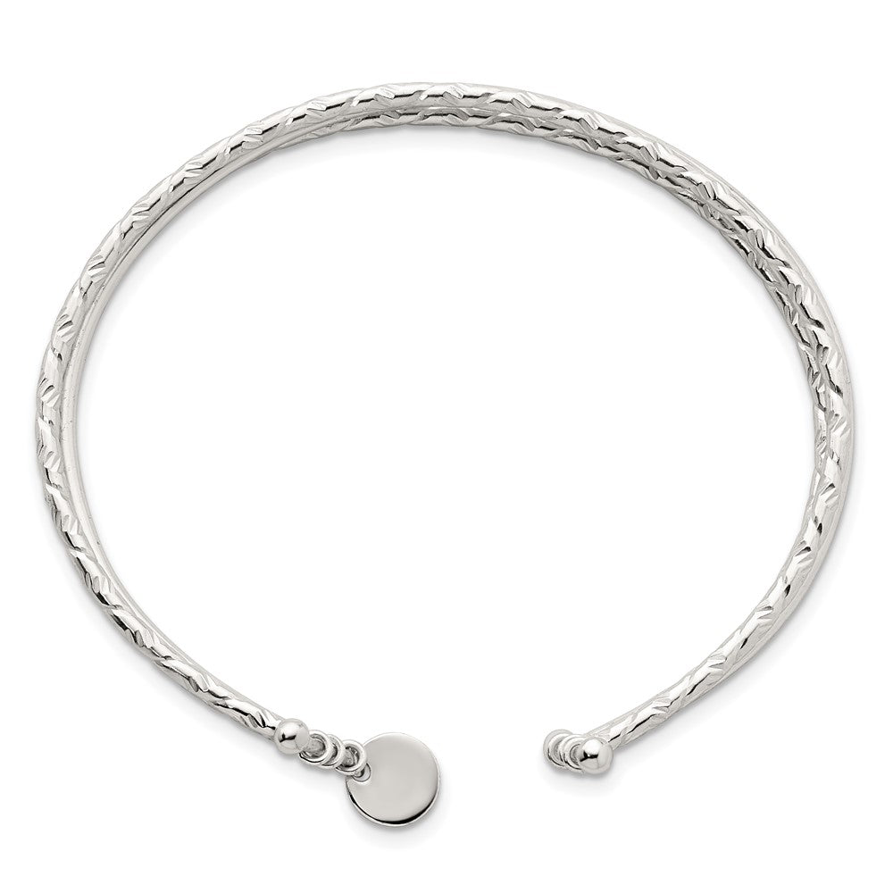Sterling Silver Polished and Textured 3 Band Cuff Bangle