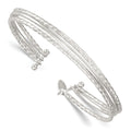 Sterling Silver Polished and Textured 3 Band Cuff Bangle