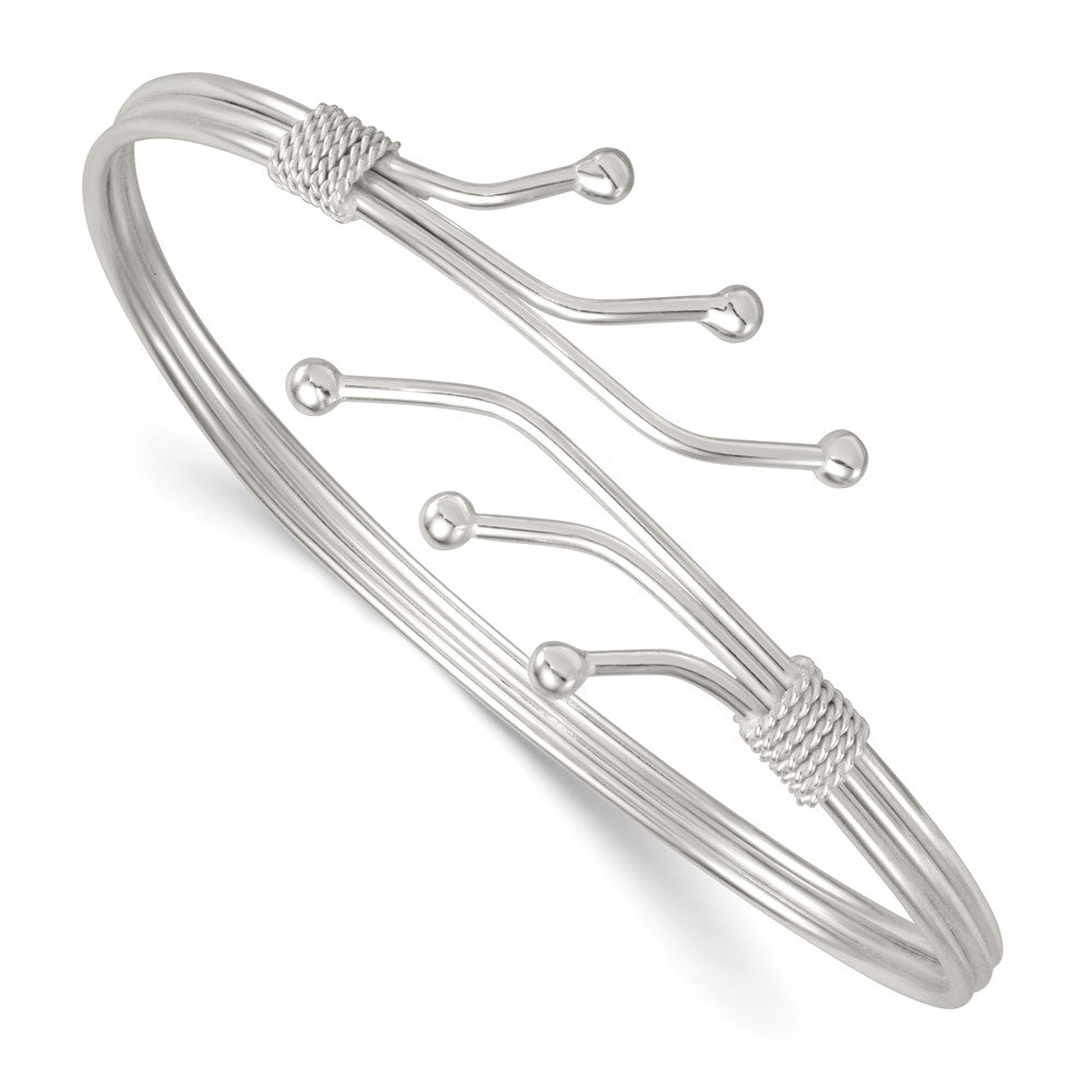 Sterling Silver Polished Fancy Cuff Bangle