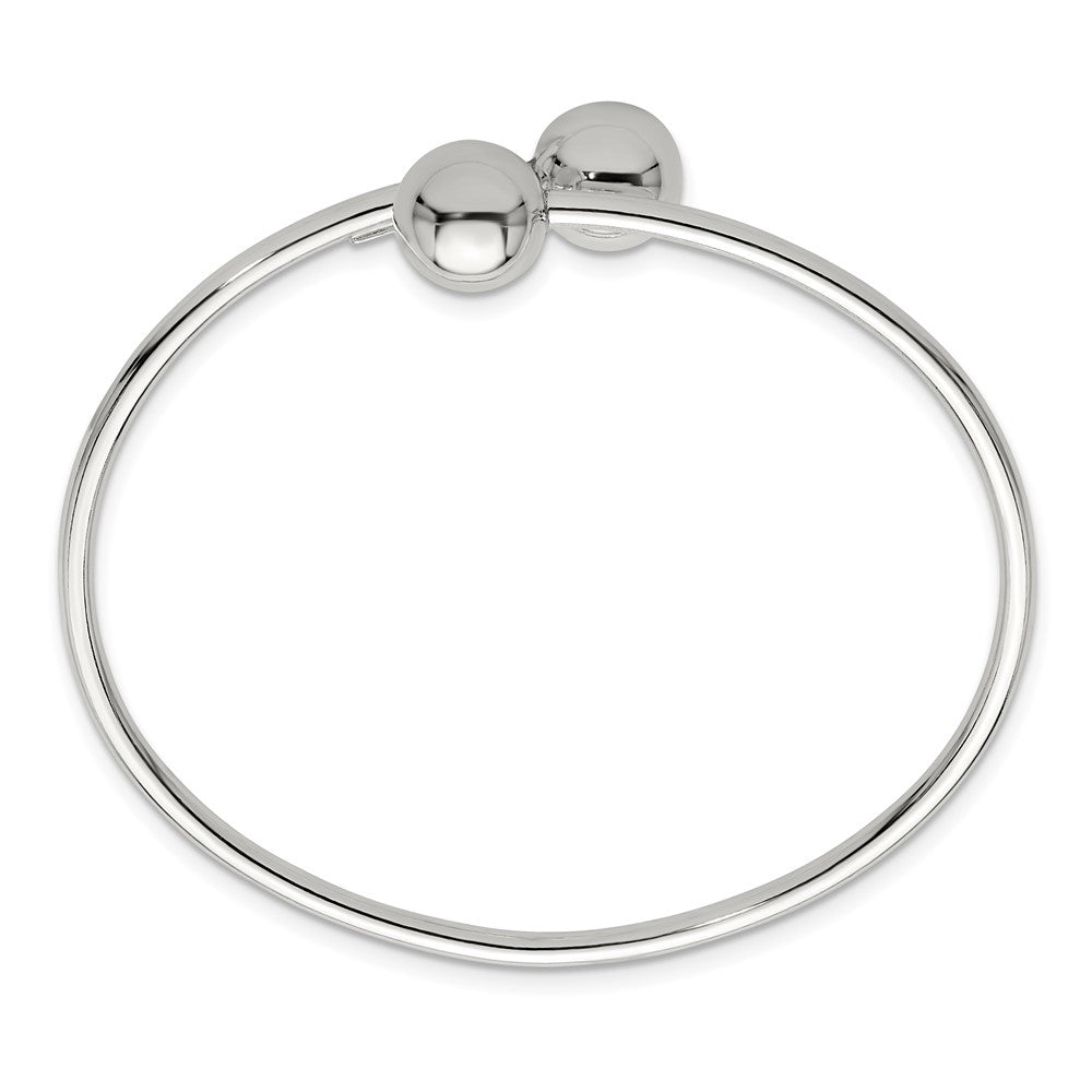 Sterling Silver Polished Ball Flexible Cuff Bangle