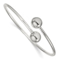 Sterling Silver Polished Ball Flexible Cuff Bangle