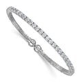 Sterling Silver RH-plated Polished CZ Star Flexible Cuff Bangle