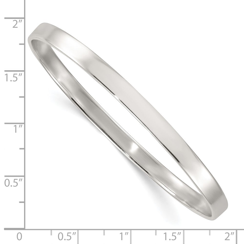 Sterling Silver Polished 5.0mm Flat Slip On Bangle