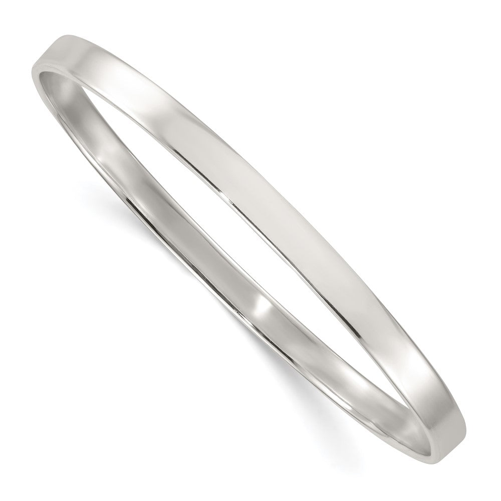 Sterling Silver Polished 5.0mm Flat Slip On Bangle