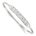 Sterling Silver Polished Square CZ Bar with Hook Closure Bangle Bracelet