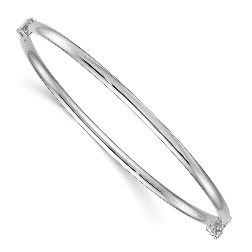 Sterling Silver RH-plated Polished Hinged Bangle