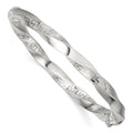 Sterling Silver Polished Twisted and Greek Key Hinged Bangle