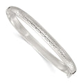 Sterling Silver Polished and Textured Greek Key Hinged Bangle