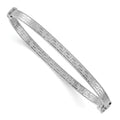 Sterling Silver RH-plated Polished Textured Greek Key Hinged Bangle