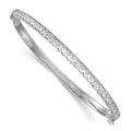 Sterling Silver RH-plated Polished and Diamond-cut Hinged Bangle