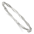 Sterling Silver Polished Twisted and Textured Hinged Bangle
