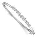 Sterling Silver RH-plated Polished / Textured Graduated CZ Hinged Bangle