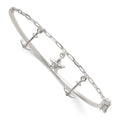 Sterling Silver Polished Anchor and Starfish Bangle Bracelet