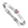 Sterling Silver Rh-plated Pink CZ Heart Children's Expandable Bangle